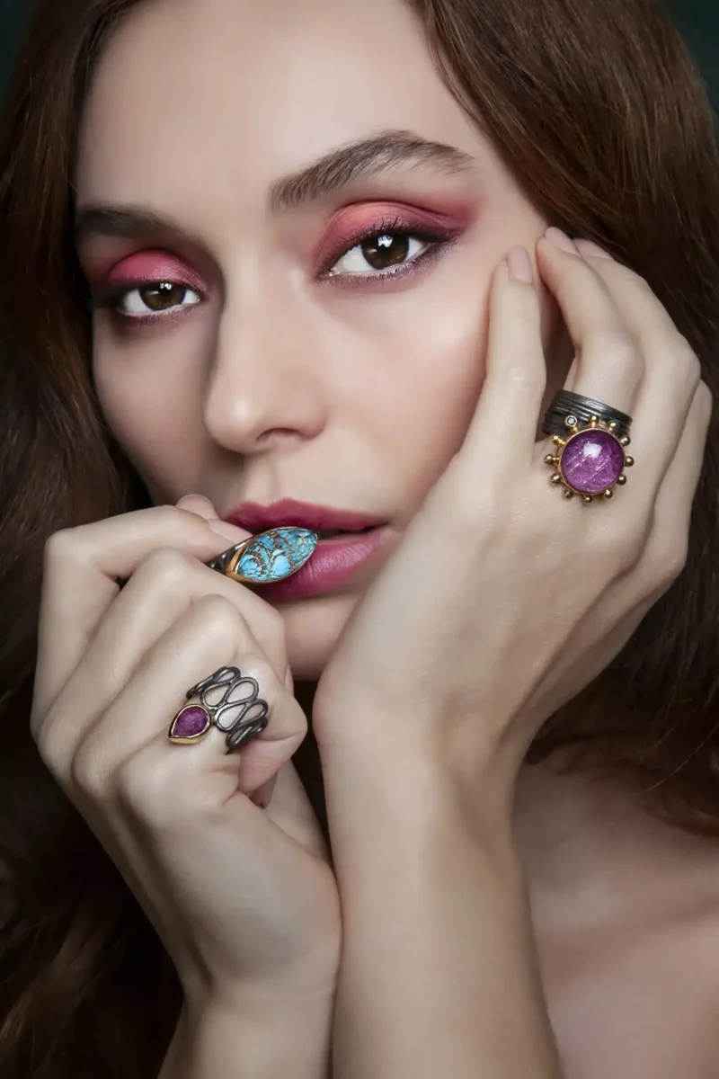 Handmade Jewellery | Ruby black rhodium plated silver ring gallery 1
