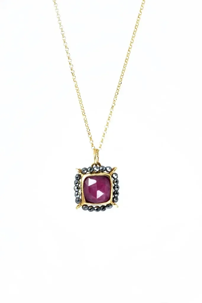 Handmade Jewellery | Ruby gold plated silver necklace main