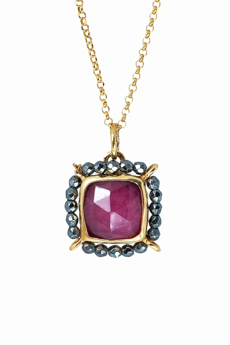 Handmade Jewellery | Ruby gold plated silver necklace gallery 1