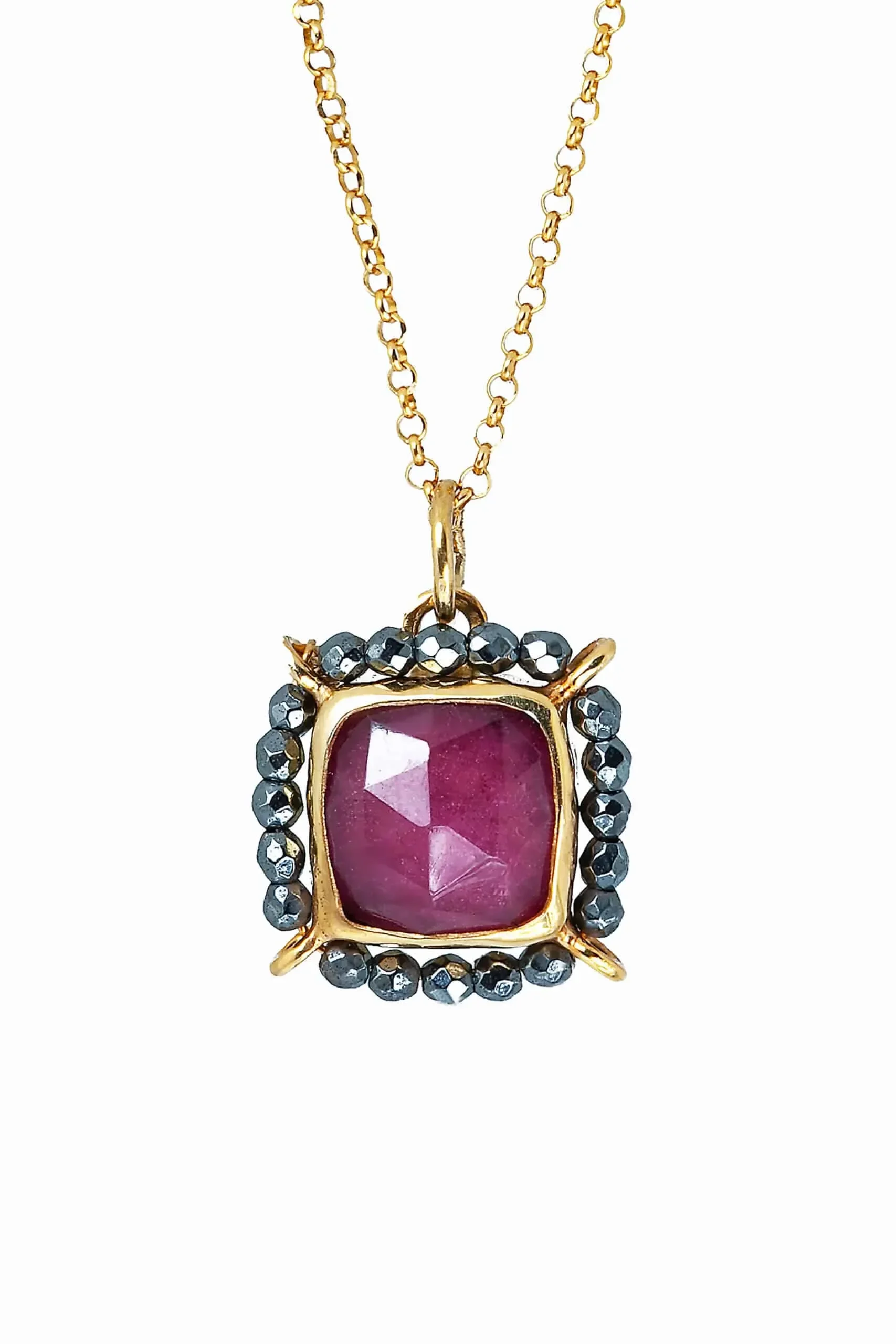 Handmade Jewellery | Ruby gold plated silver necklace gallery 1