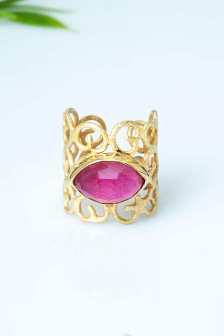 Ruby gold plated silver ring gallery 1