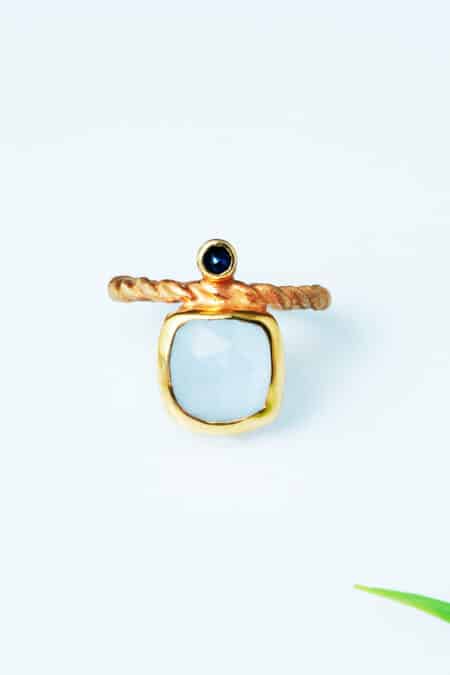 Agate gold plated silver ring gallery 1
