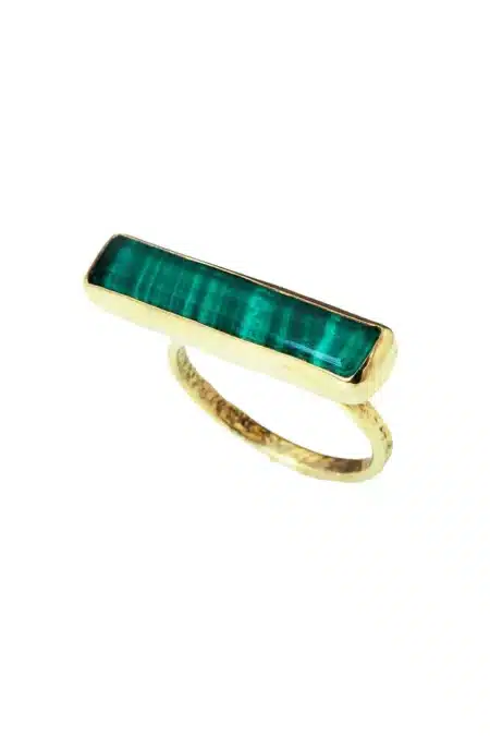 Malachite gold plated silver ring main