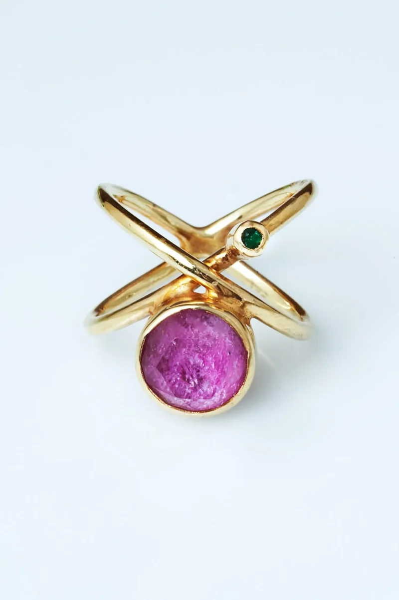Handmade Jewellery | Ruby gold plated silver ring gallery 2