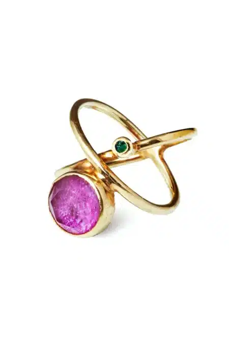 Ruby gold plated silver ring main