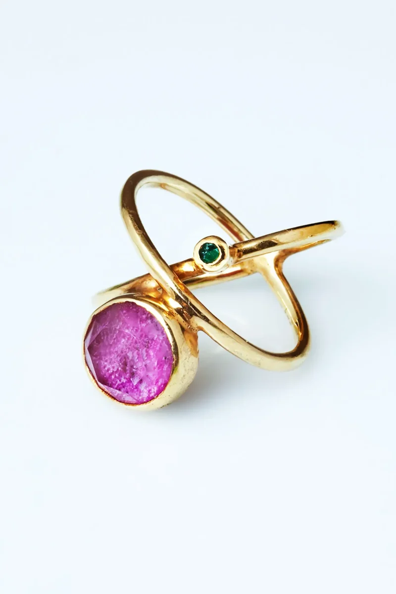 Handmade Jewellery | Ruby gold plated silver ring gallery 1