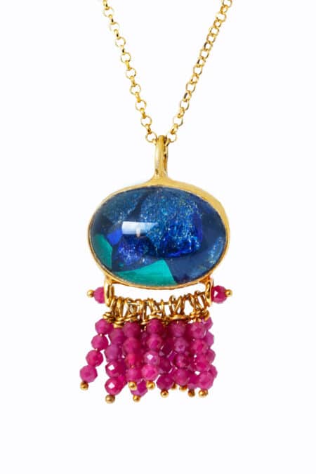Azurite gold plated silver necklace gallery 1