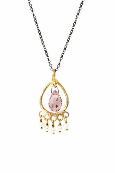 Tourmaline gold plated silver necklace main