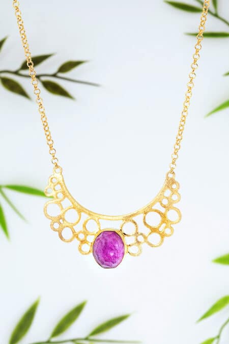 Ruby gold plated silver necklace gallery 1
