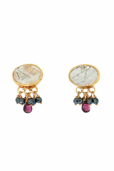 Rutile gold plated silver earrings main