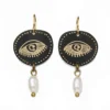 Handmade Jewellery | Eye engraved bronze earrings with pearls main