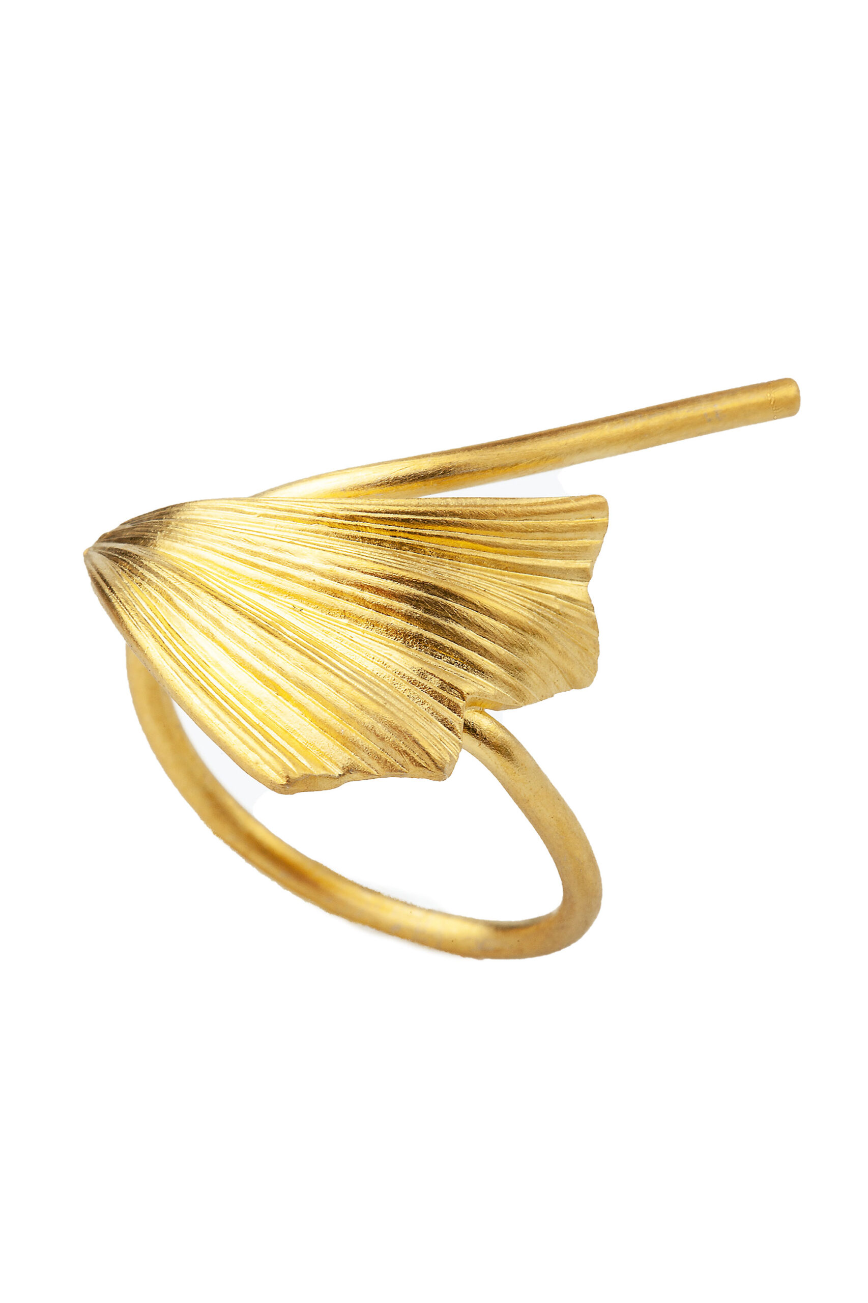 Leaf gold plated bronze ring main