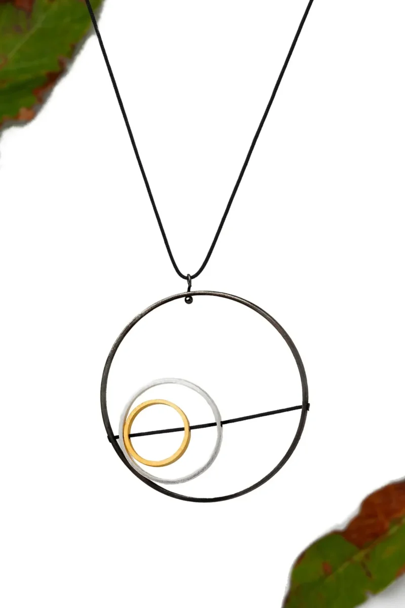 Handmade Jewellery | Minimal geometric multi plated bronze necklace gallery 1