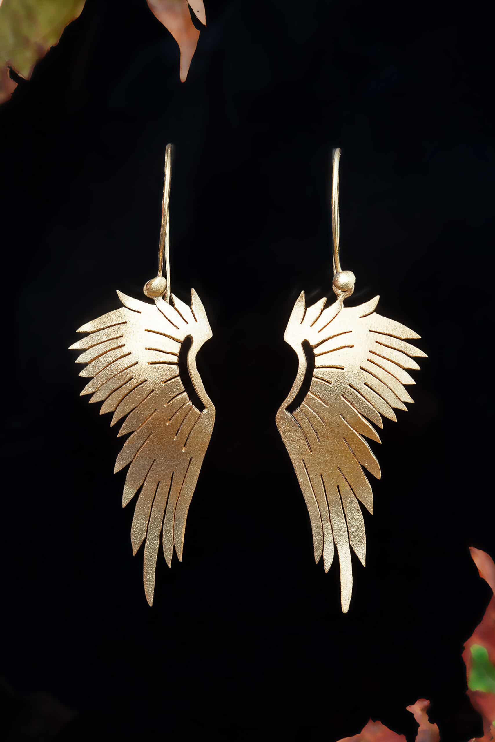 Angel wings gold plated silver earrings main
