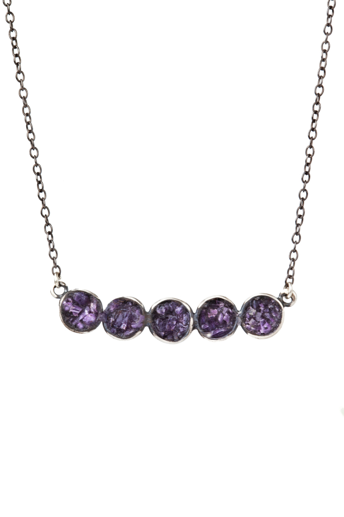 Oxidized silver necklace with amethyst main