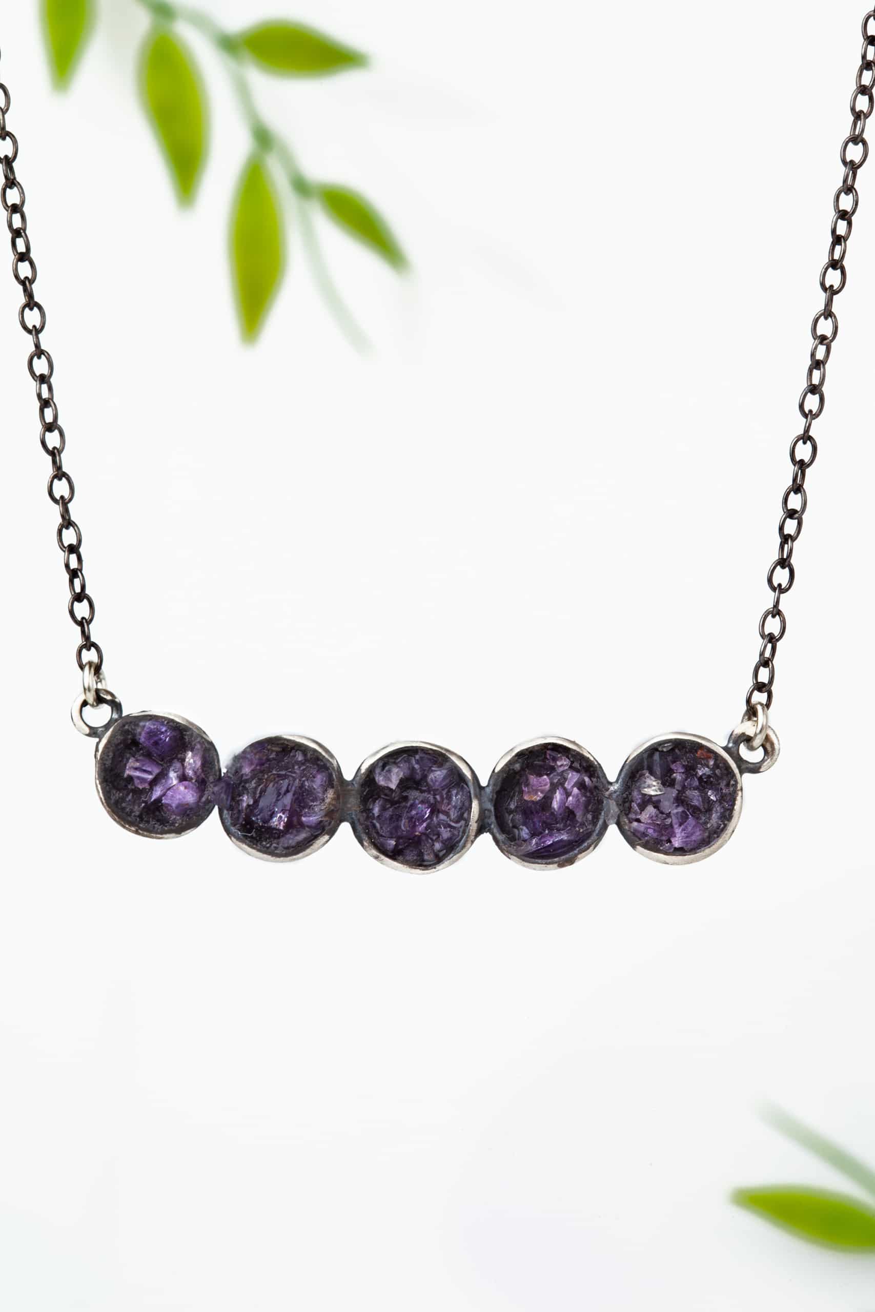 Oxidized silver necklace with amethyst gallery 1