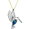 Handmade Jewellery | Hummingbird gold and black rhodium plated silver necklace main