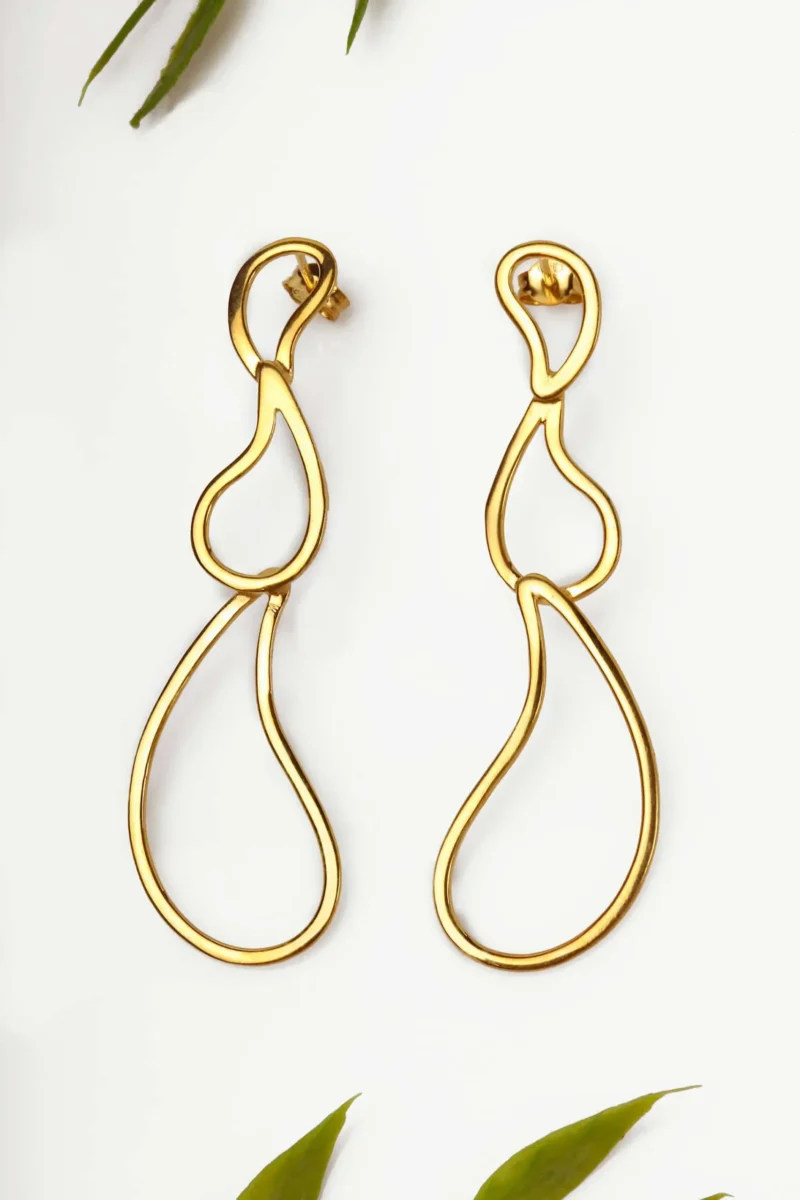 Handmade Jewellery | Paisley gold plated silver earrings gallery 1