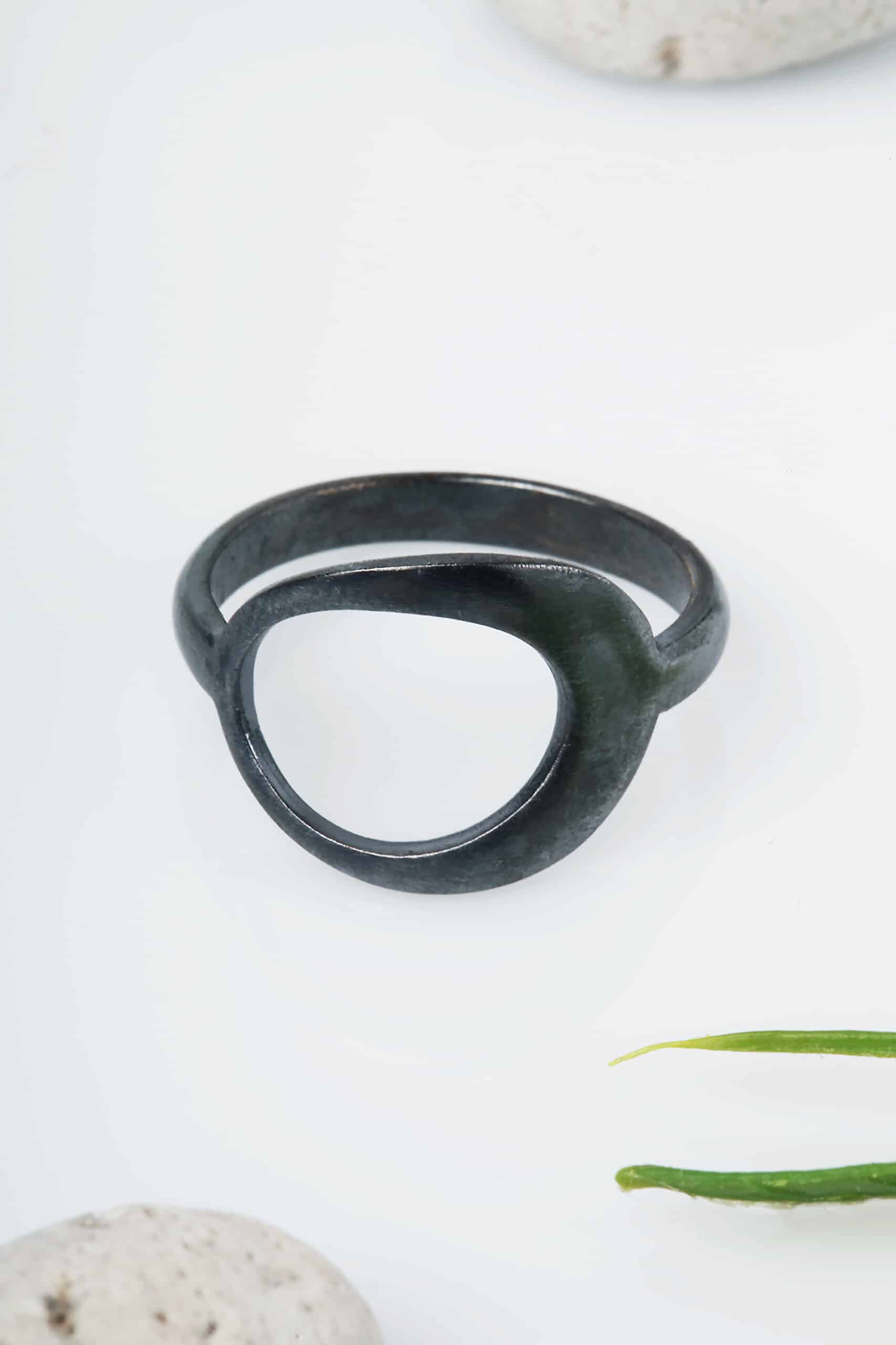 Oval oxidized silver ring gallery 1