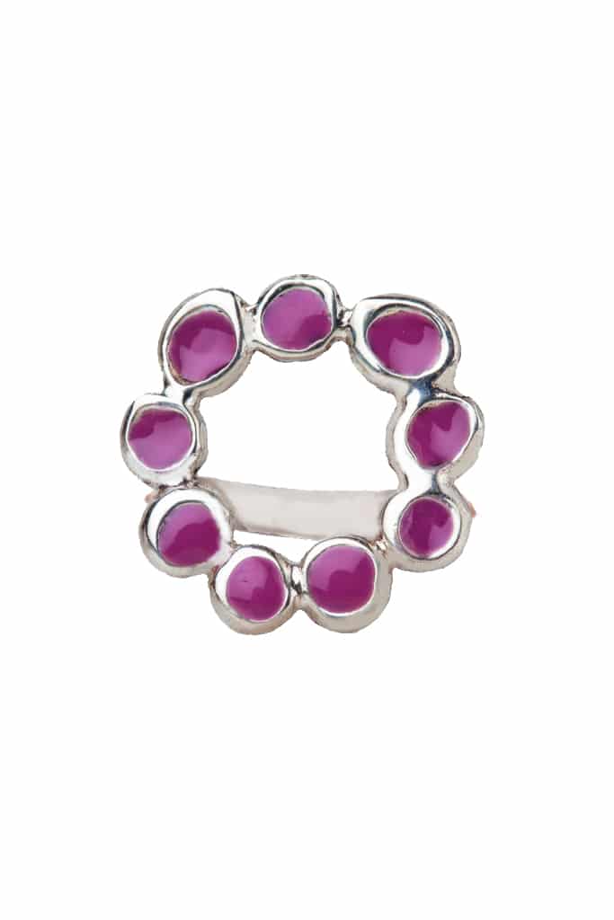 Wreath silver ring with lilac enamel main