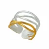 Handmade Jewellery | Waves rhodium and gold plated silver ring main