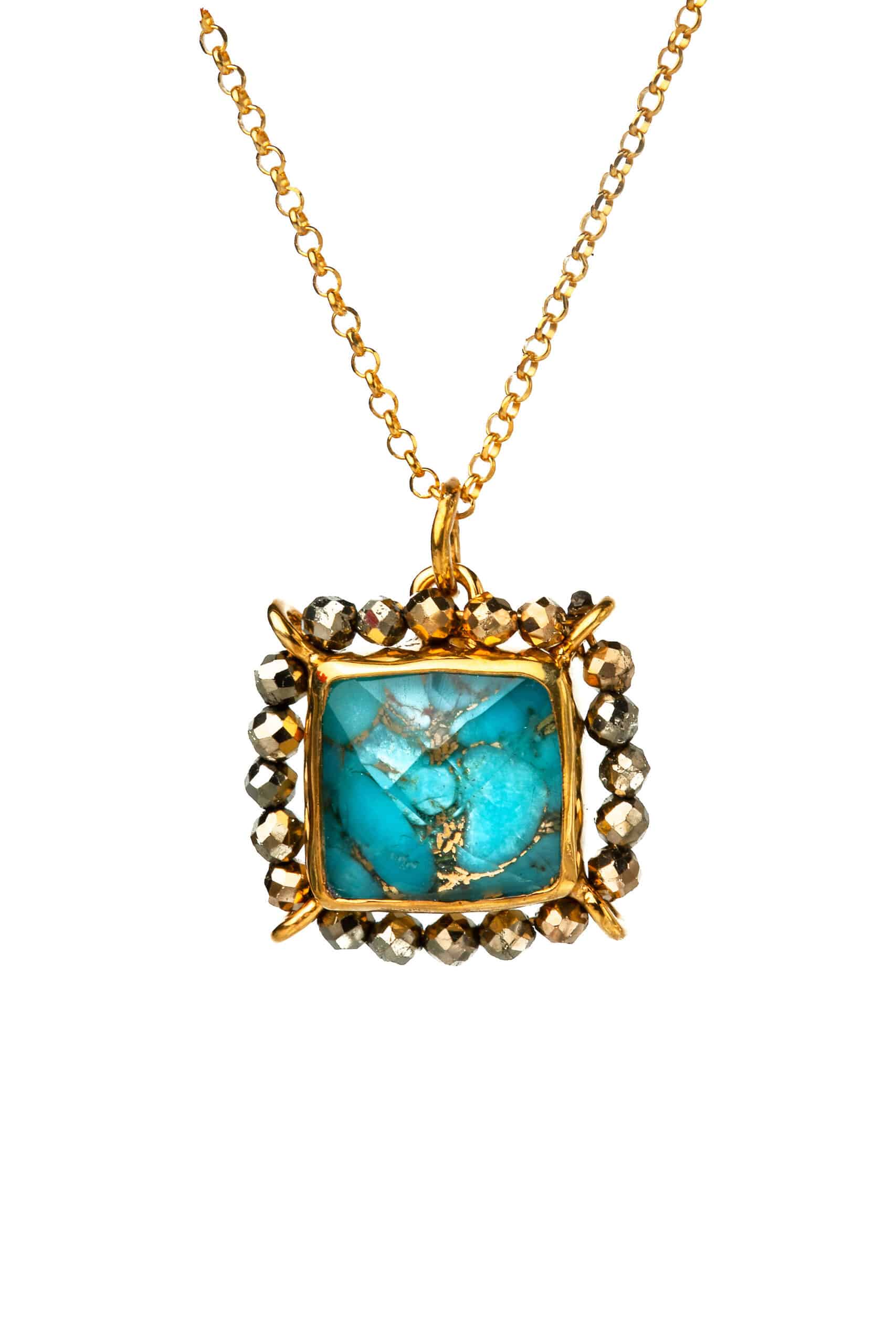 Handmade Jewellery | Turquoise gold plated silver pendant main