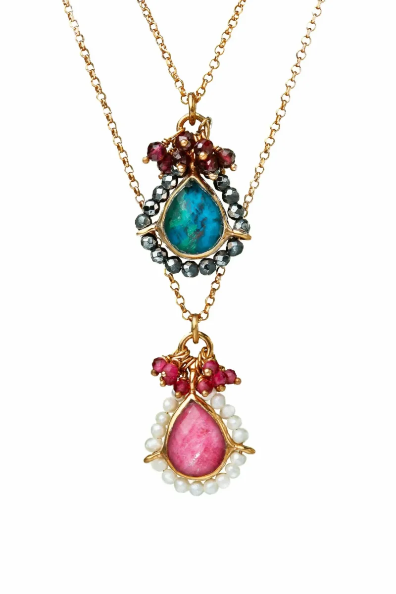 Handmade Jewellery | Chrysocolla gold plated silver pendant gallery 1