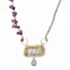 Handmade Jewellery | Gold plated silver necklace with velvet and amethyst main