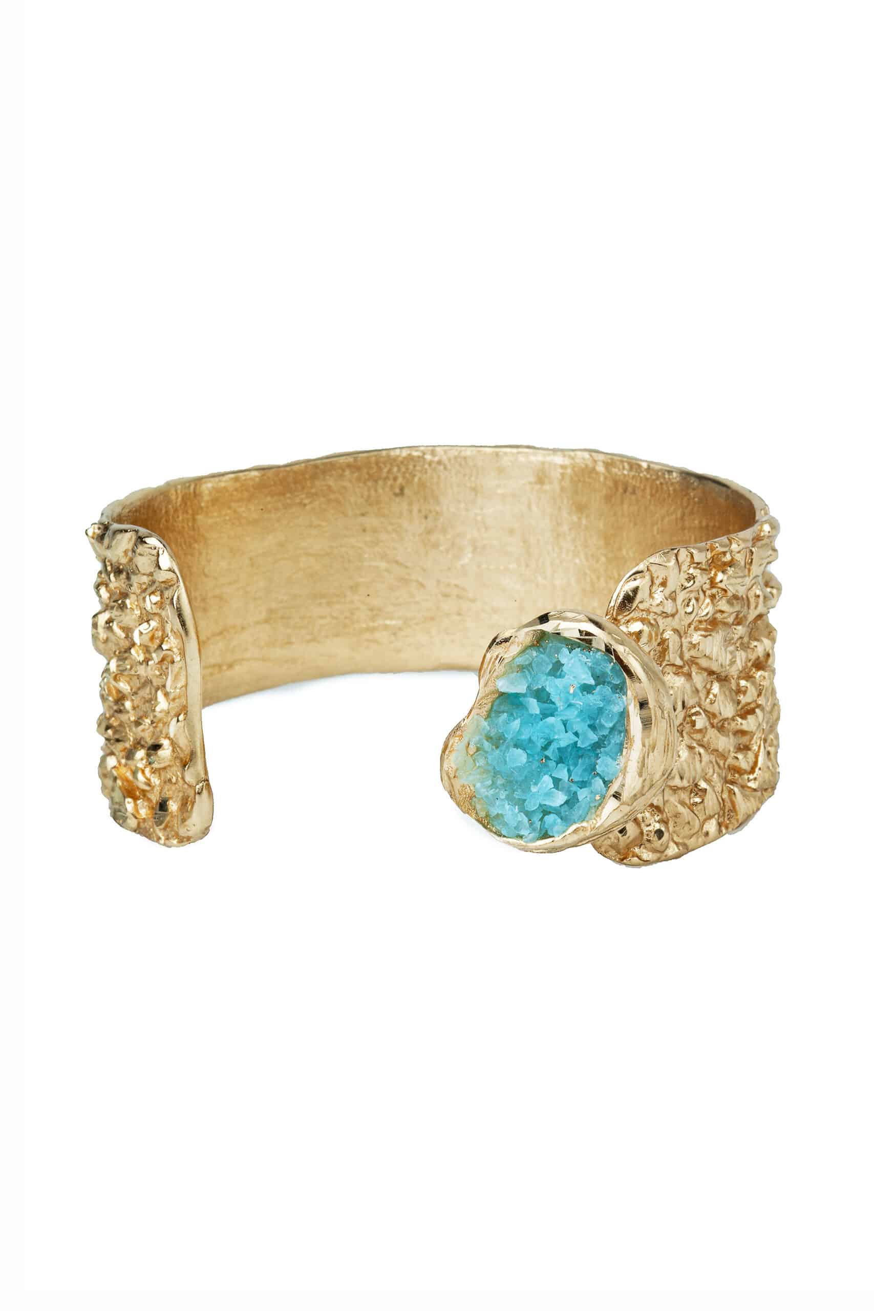 Gold plated bronze bracelet and light blue crystals main
