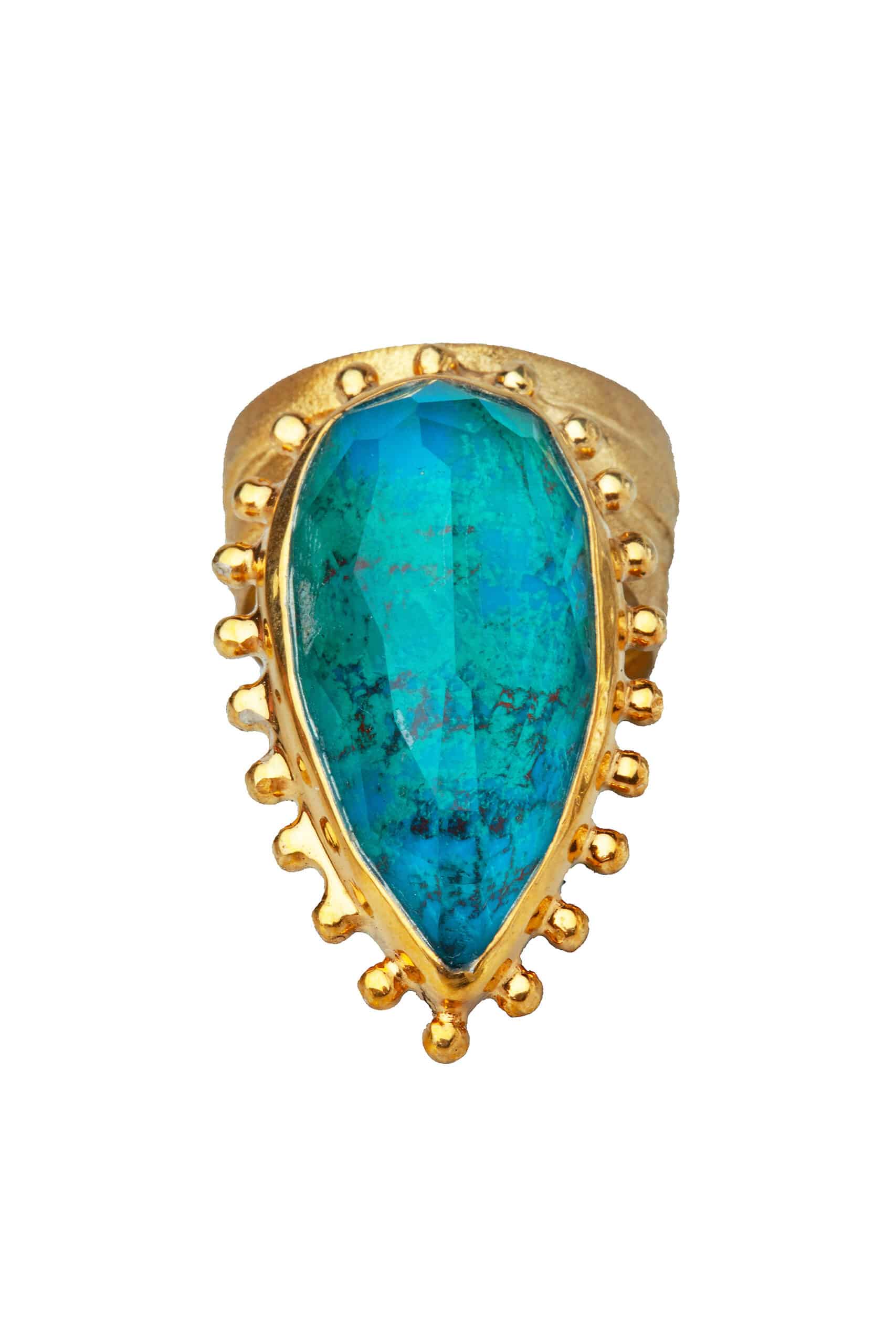 Chrysocolla gold plated silver ring main