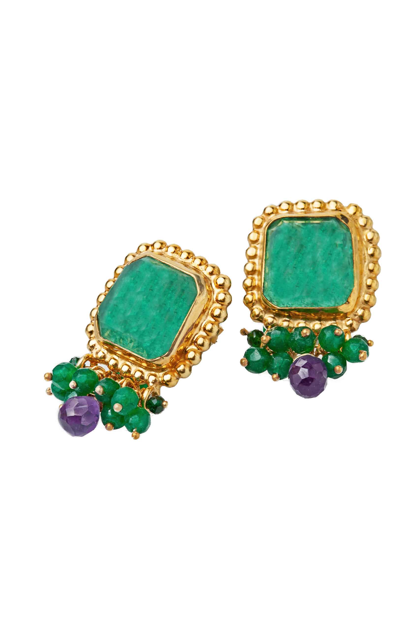 Aventurine gold plated silver earrings gallery 1