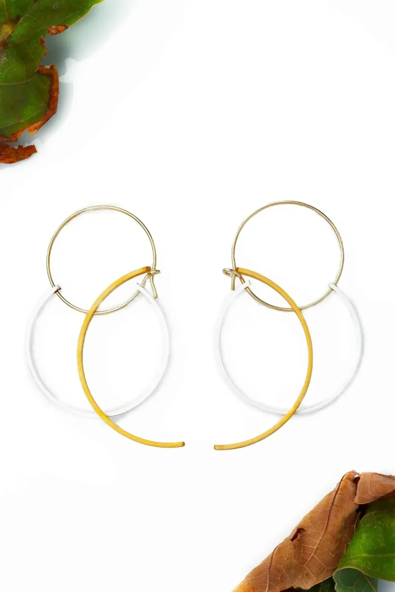 Handmade Jewellery | Minimal geometric handmade bronze silver hoops gallery 1