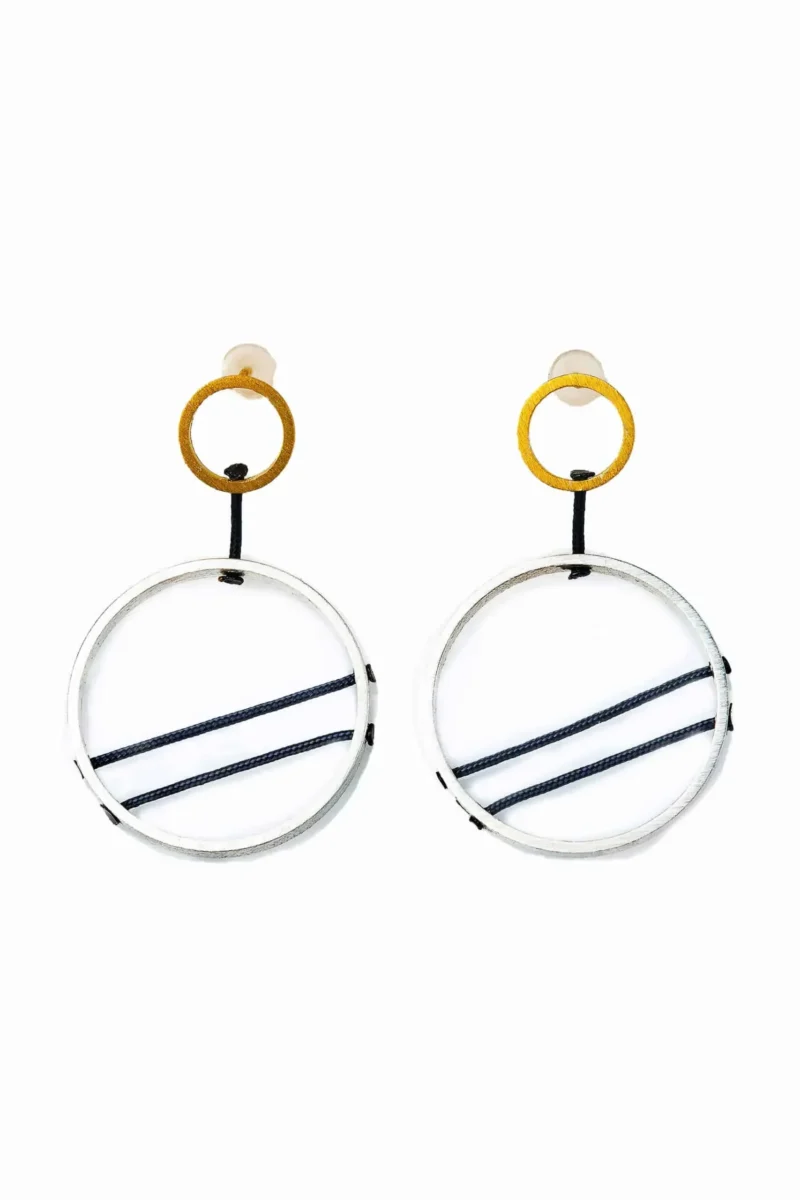 Handmade Jewellery | Minimal geometric multi plated bronze earrings gallery 1