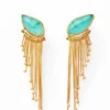 Handmade Jewellery | Aquaprase eye gold plated silver earrings main