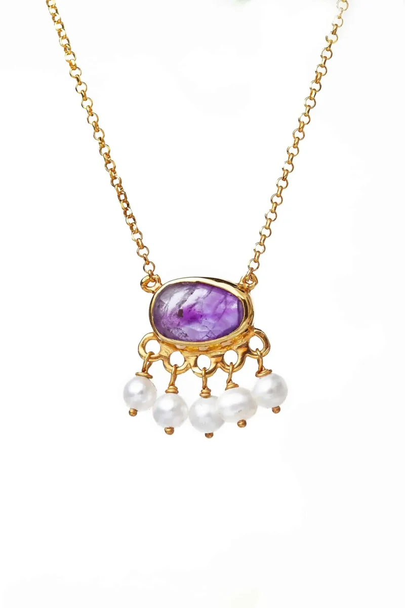 Handmade Jewellery | Amethyst gold plated silver necklace main