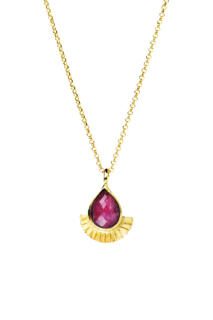 Handmade Jewellery | Ruby gold plated silver pendant main