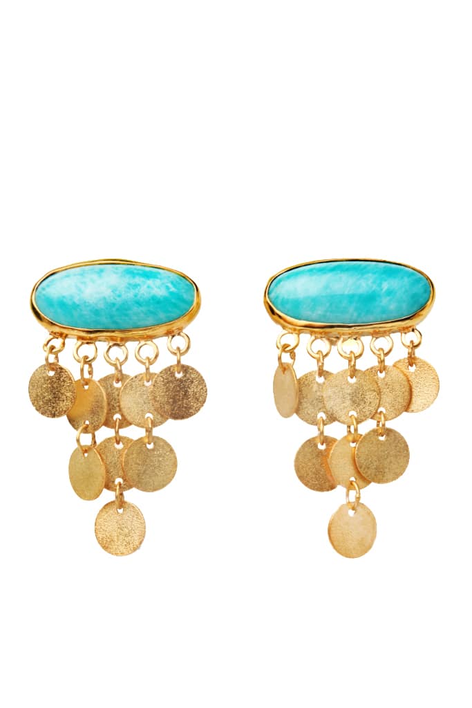 Amazonite gold plated silver earrings main