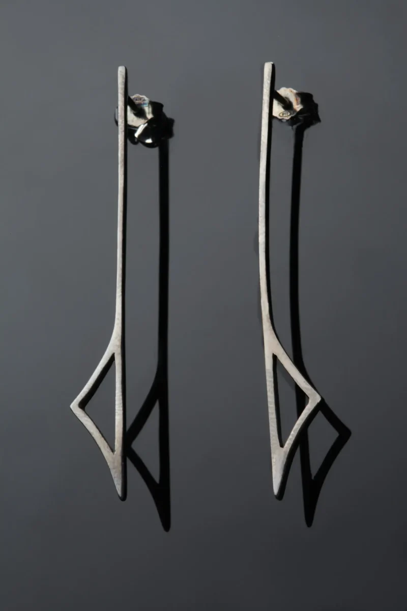 Handmade Jewellery | Minimal geometric black silver earrings gallery 1