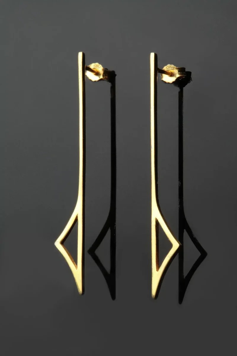 Handmade Jewellery | Minimal geometric gold plated silver earrings gallery 1