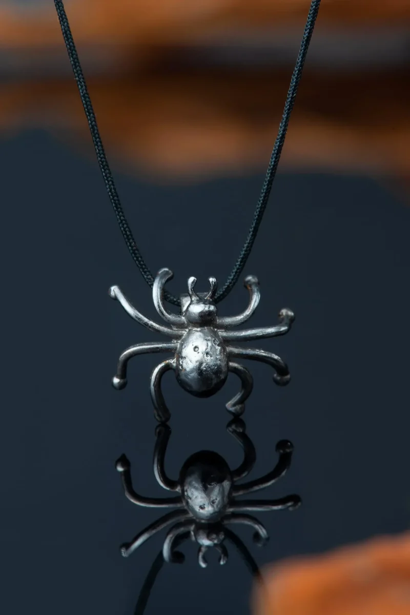 Handmade Jewellery | Spider black rhodium plated silver pendant gallery 1