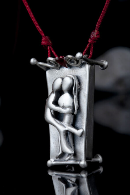 Lovers silver necklace with enamel gallery 1