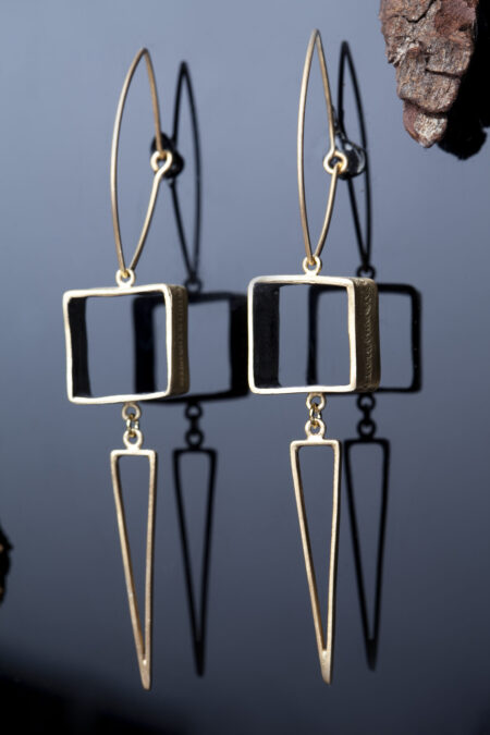 Geometric gold and black plated silver earrings main