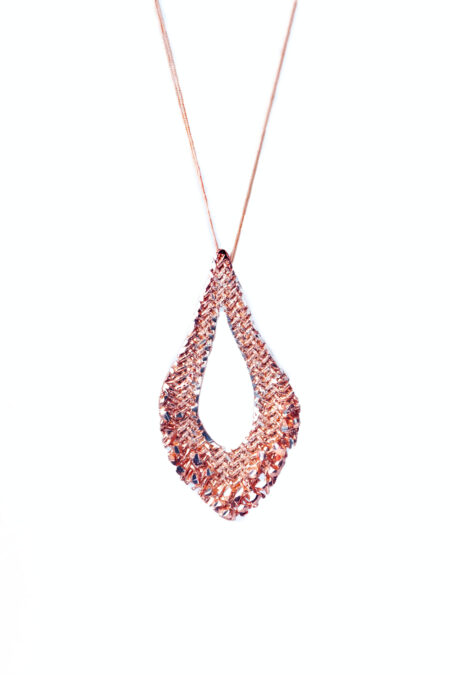 Silver textured pendant pink gold plated main