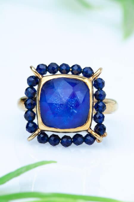Lapis lazuli gold plated silver ring gallery 1