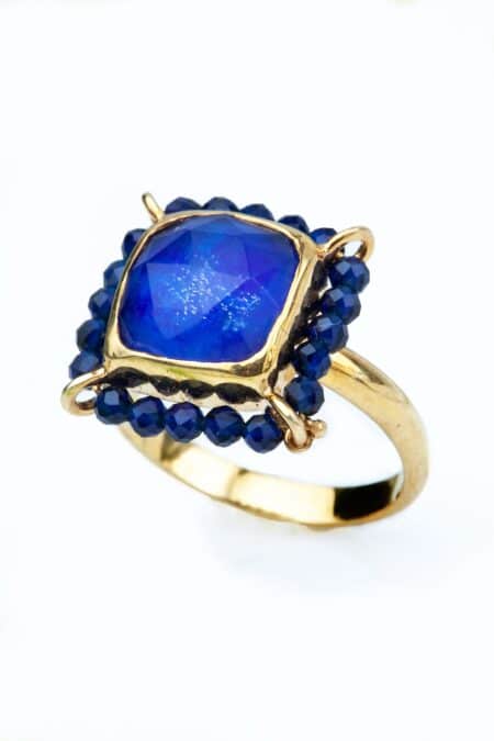 Lapis lazuli gold plated silver ring main