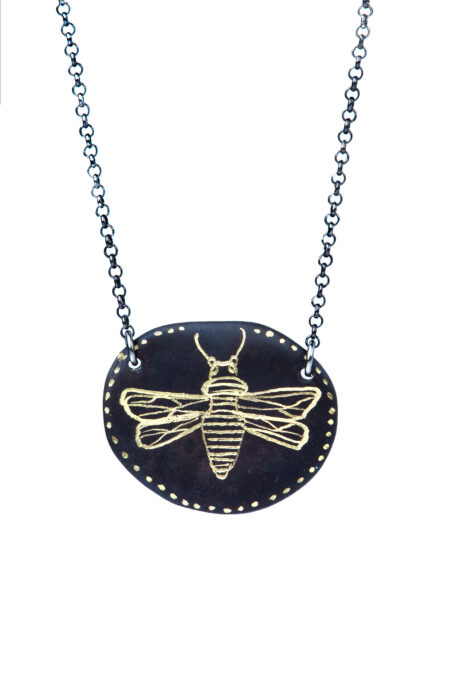 Engraved bee necklace main