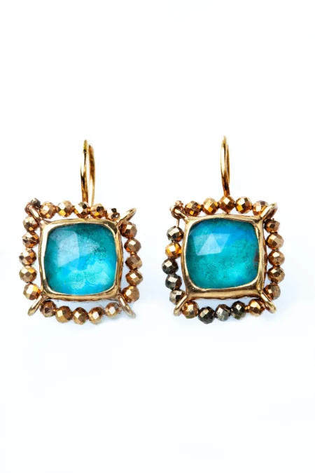Chrysocolla gold plated silver earrings main