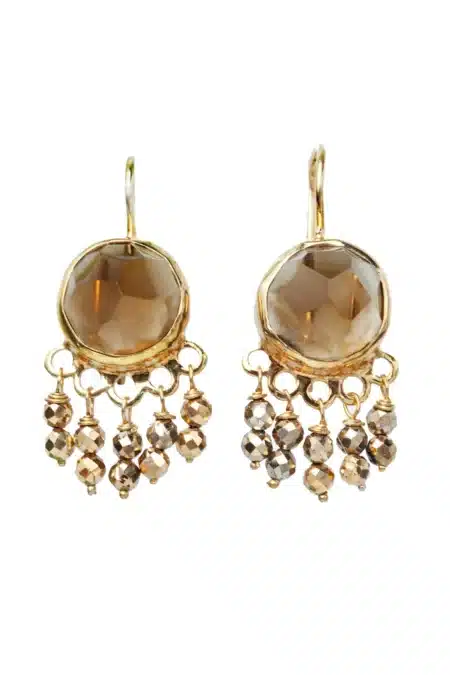 Whisky quartz gold plated silver earrings main