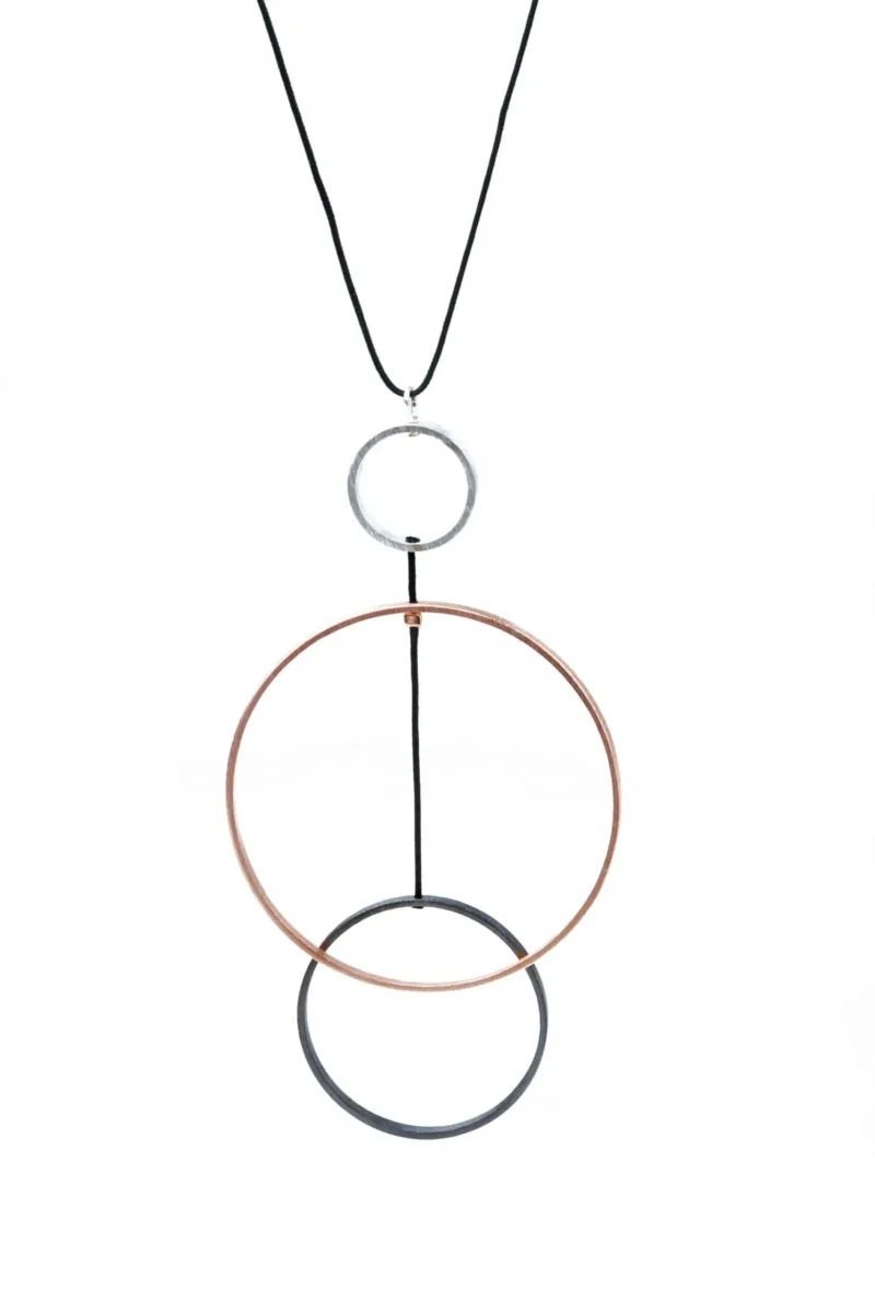 Handmade Jewellery | Geometric multi plated circular bronze necklace gallery 1