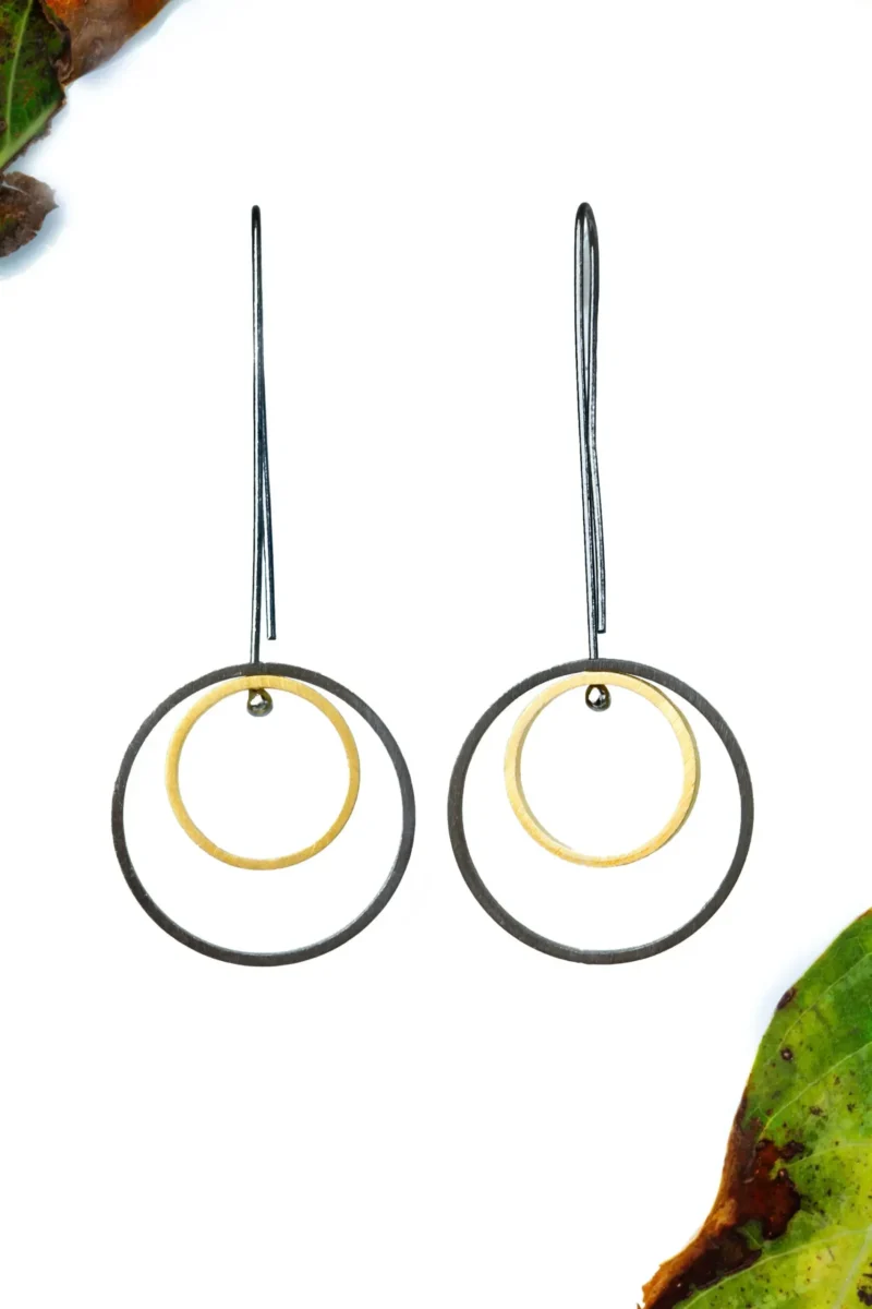 Handmade Jewellery | Minimal geometric multi plated bronze earrings gallery 1